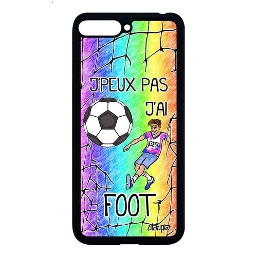 Coque J'peux Pas J'ai Foot Pour Huawei Y6 2018 Silicone Bd Mobile Vert Football