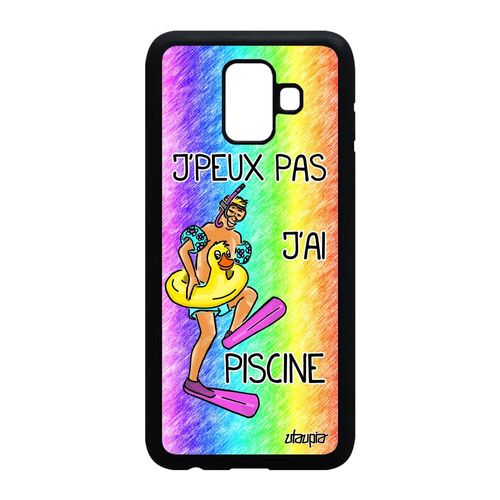 Coque J'peux Pas J'ai Piscine Samsung A6 2018 Silicone Vert Sport Dessin Samsung Galaxy A6 2018