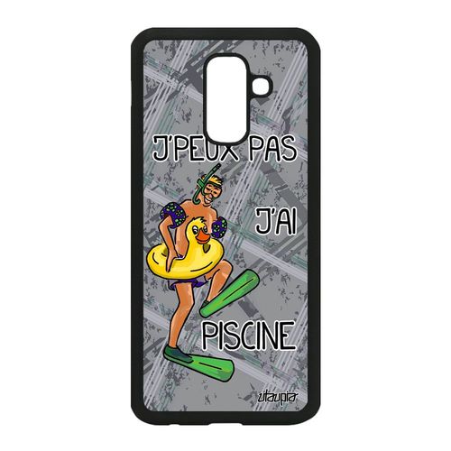 Coque A6 Plus 2018 Silicone J'peux Pas J'ai Piscine Natation Gris Samsung Galaxy A6 Plus 2018