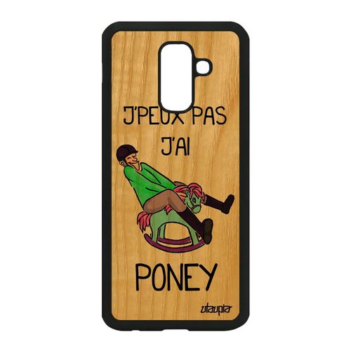 Coque Bois Samsung A6 Plus 2018 Silicone J'peux Pas J'ai Poney Texte Vert Samsung Galaxy A6 Plus 2018
