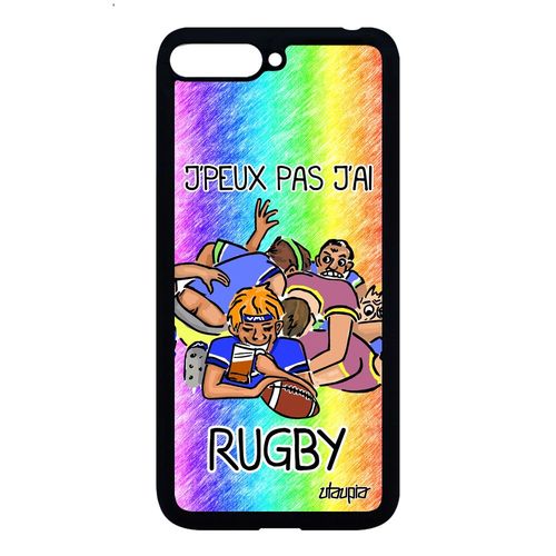 Coque Silicone Huawei Y6 2018 J'peux Pas J'ai Rugby Vert Humour Mobile Bd Solide