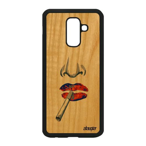 Coque Bois Pour A6 Plus 2018 Silicone Portrait Dessin Cover Jaune Samsung Galaxy A6 Plus 2018