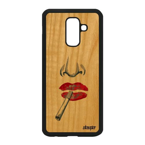 Coque Silicone Samsung A6 Plus 2018 Bois Femme Art Fatale Cigarette Rouge Samsung Galaxy A6 Plus 2018