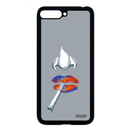 Coque Silicone Pour Y6 2018 Fumeur Motif Artiste Femme Rigide Jaune Levre Huawei Y6 2018