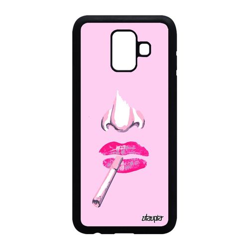 Coque Silicone Pour A6 2018 Visage 4g Metal Cigarette Femme Rose Samsung Galaxy A6 2018