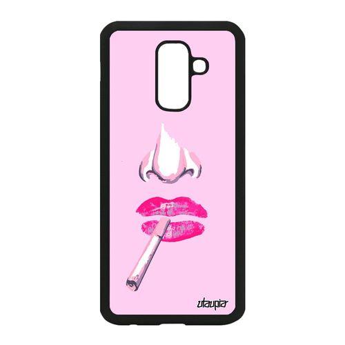 Coque A6 Plus 2018 Silicone Visage Femme De Protection Case Rose Samsung Galaxy A6 Plus 2018