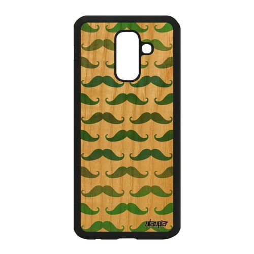 Coque Pour Samsung A6 Plus 2018 Bois Silicone Moustache Fantaisie Vert De Samsung Galaxy A6 Plus 2018