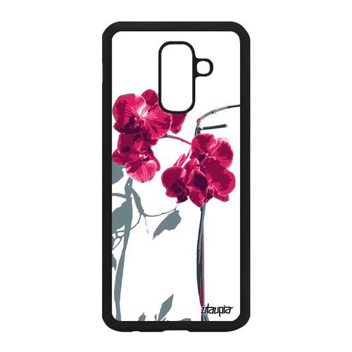 Coque Samsung Galaxy A6 Plus 2018 Silicone Orchidée Fleur Amour Solide Love Rose