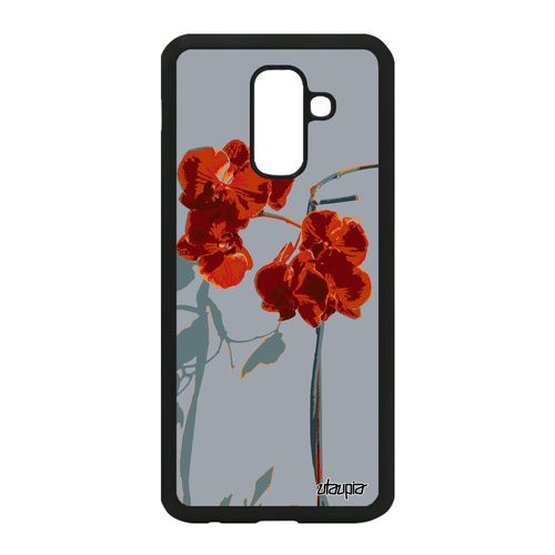 Coque Pour Samsung A6 Plus 2018 Silicone Orchidée Fleur Love Floral Rouge Samsung Galaxy A6 Plus 2018