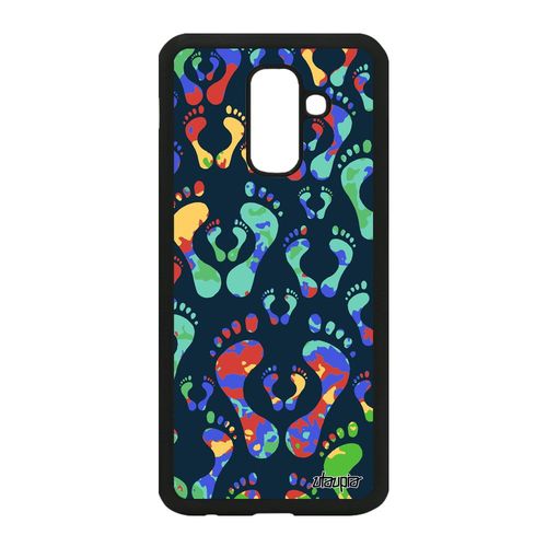 Coque Galaxy A6 Plus 2018 Silicone Trace De Pas Swag Colore Orange Pied Samsung Galaxy A6 Plus 2018