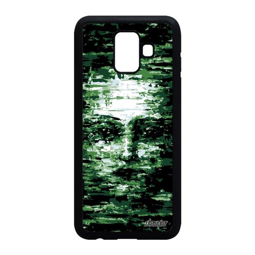 Coque Pour Samsung Galaxy A6 2018 Silicone Portrait Illusion Vert Artistique Art