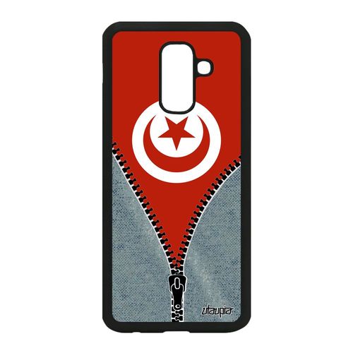 Coque Galaxy A6 Plus 2018 Silicone Drapeau Tunisie Tunisien Jo Football Samsung Galaxy A6 Plus 2018