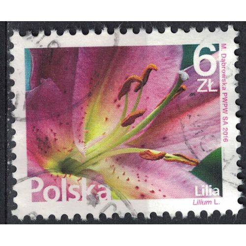 Pologne 2016 Oblitéré Rond Used Série Fleurs Et Fruits Lilium Lylas Su