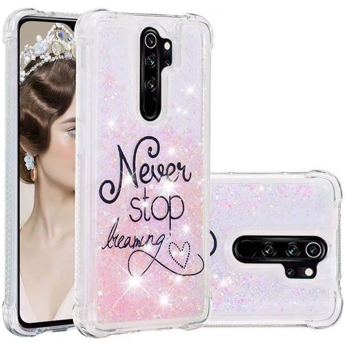 Compatible Avec Coque Xiaomi Redmi Note 8 Pro Glitter Sables Mouvant Étui Transparente Souple Silicone Tpu Quatre Coins Anti-Chute Housse Protection-Courir Après Les Rêves