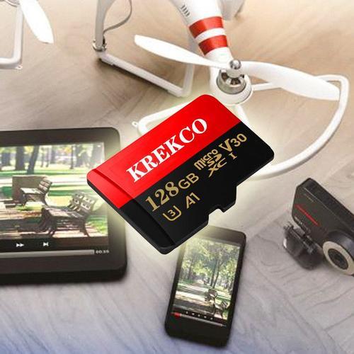 KREKCO® Carte mémoire flash Micro SD 128 Go (microSDXC - avec adaptateur SD) - microSDXC