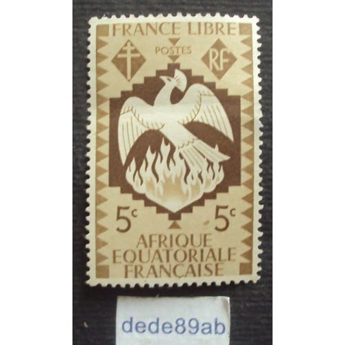 France Libre - Afrique Équatoriale Française , Série Londres. 5 C Sépia (Phénix,Oiseau,Flamme,Croix,Lorraine)