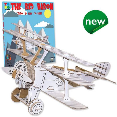 Avion Le Baron Rouge En Kit Carton À Colorier Et À Monter Sans Colle - 49 Pièces - 37 X 27 X 13 Cm Todo