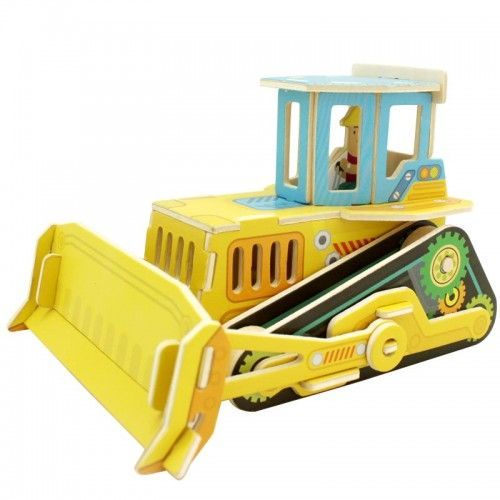 Bulldozer- Kit En Bois - 35 Pièces À Assembler - 17x14x11 Cm - À Partir De 6 Ans Robotime