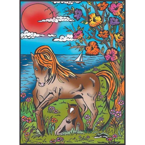 Le Cheval Et Son Poulain - 12 Feutres Inclus - 28 X 37 Cm - À Colorier Colorvelvet
