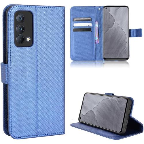 Coque De Téléphone De Luxe En Cuir Avec Motif Losanges Realme Gt Master Q3 Pro 5g Avec Support Et Emplacements Pour Cartes Realme Gt Master Q3 Pro 5g Bleu Realme Gt Master