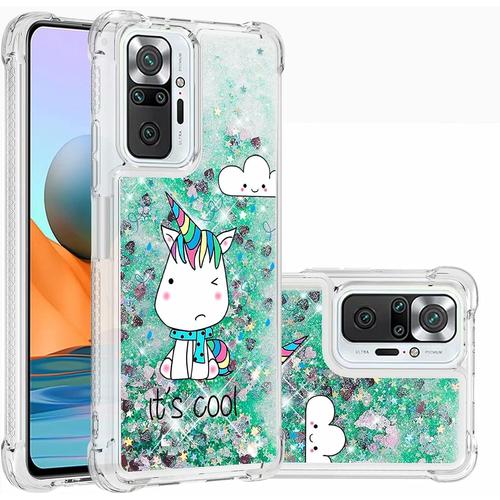 Compatible Avec Coque Xiaomi Redmi Note 10 Pro/Pro Max Glitter Sables Mouvant Étui Transparente Souple Silicone Tpu Quatre Coins Anti-Chute Housse Protection-Petit Monstre