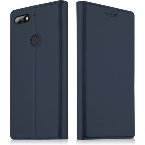 Coque Huawei Honor 7c, Etui À Rabat En Cuir Pu Ultra Silm, Housse Portefeuille En Cuir Pu Avec Fente Pour Carte Fermeture Magnétique Pour Huawei Honor 7c, Série Bleu Clair