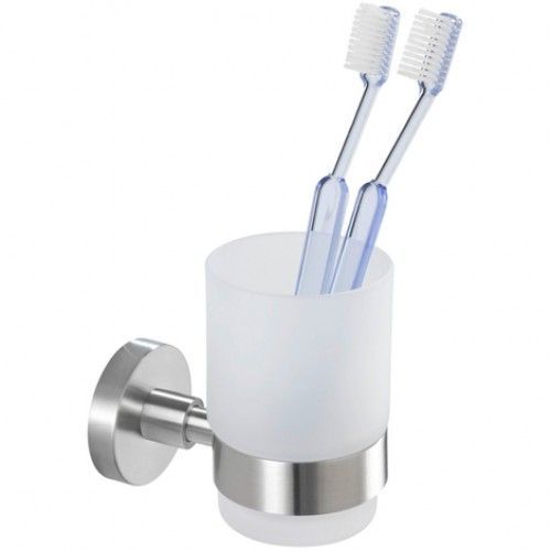 Porte brosse à dent mural - Bosio - Acier et verre satiné - mat WENKO