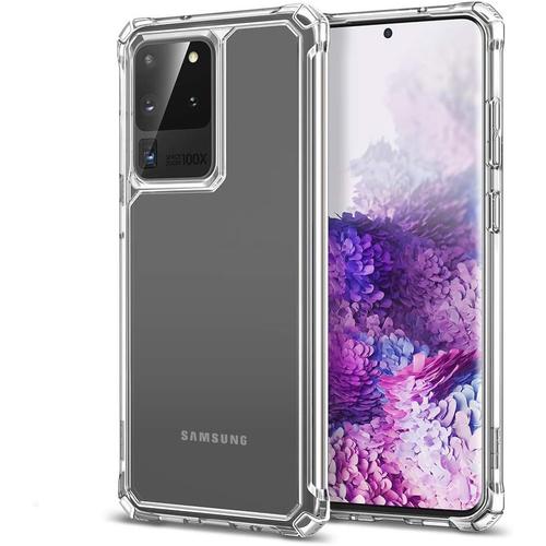 Coque De Protection Compatible Avec Samsung Galaxy S20 Ultra, Résistant Aux Rayures Protection Normale Pc Dur + Cadre En Tpu Souple Pour Galaxy S20 Ultra 2020, Transparent