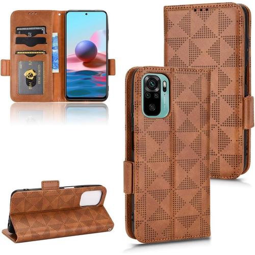 Coque Cuir Pour Xiaomi Redmi Note 10s 4g M2101k7bg Redmi Note 10 4g M2101k7ag M2101k7ai Coque Housse Etui Covercoque Pour Xiaomi Redmi Note 10 4g Étui Pour Téléphone Brown