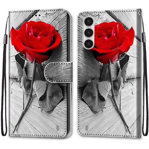 Coque Pour Samsung Galaxy S23, Etui En Cuir Pu Portefeuille Housse Coque Avec 360 Degrés Silicone Antichoc Protection Cover Cuir Pochette Magnétique Und Flip Béquille Rose