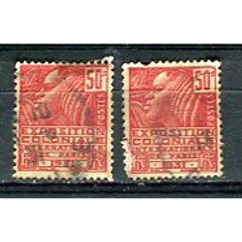 Lot De 2 Timbres Oblitérés - Exposition Coloniale De 1931 - Rigal / Mignon - 1930