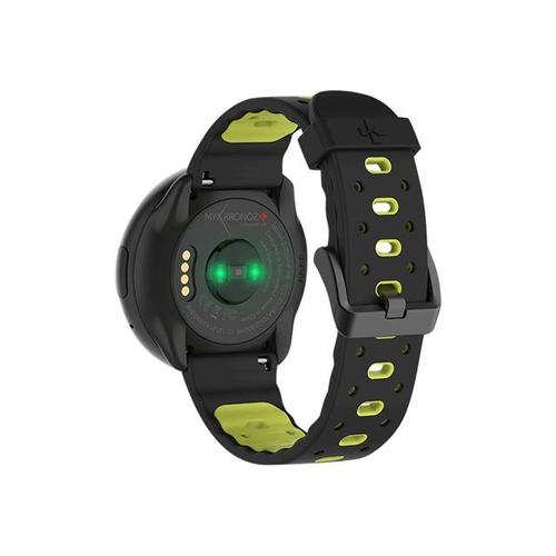 Mykronoz Zeround2hr Premium - 45 Mm - Noir Brossé - Montre Intelligente Avec Sangle - Silicone - Noir/Jaune - Affichage 1.22" - 256 Mo - Bluetooth - 53 G