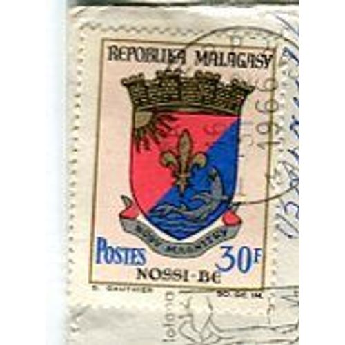 Timbre Oblitéré Sur Enveloppe - " Bossi-Be " - 30 F - République De Madagascar - 1966