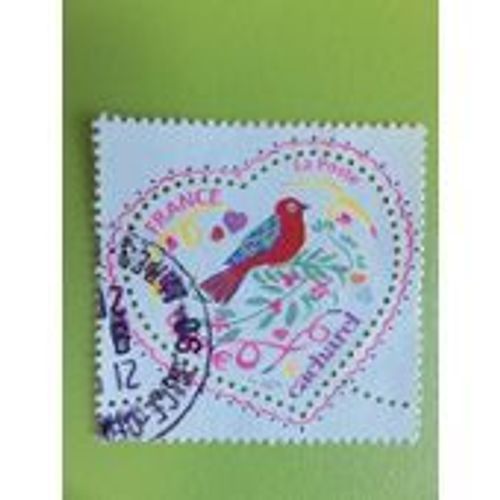 Timbre Oblitéré Coeur Cacharel - Oiseau