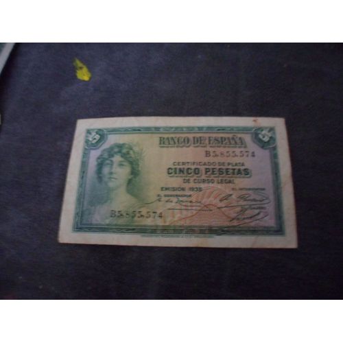 Espagne 5 Pesetas 1935, De Circulation