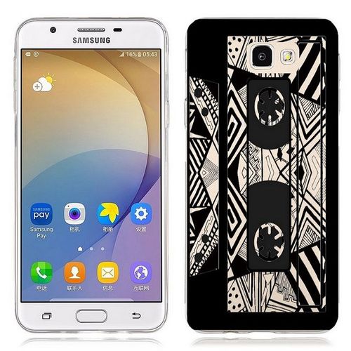 Coque Galaxy A5 2016 Cassette K7 Tape Geometrique Noir Transparente