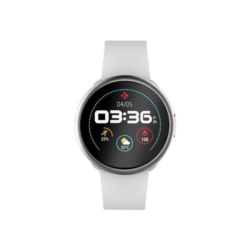 Mykronoz Zeround2 - 45 Mm - Argent - Montre Intelligente Avec Bande - Silicone - Blanc - Affichage 1.22" - 256 Mo - Bluetooth - 57 G