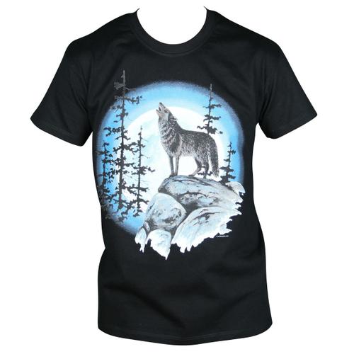 T-Shirt Homme Manches Courtes - Loup - 6516 - Noir