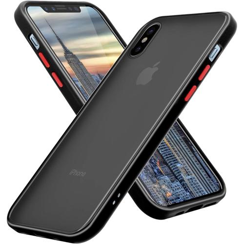 Étui Compatible Avec Apple Iphone X Xs En Noir Givré Touches Rouges Coque De Téléphone Portable Avec Silicone Tpu À L'intérieur Et Dos En Plastique Mat Housse De Protection