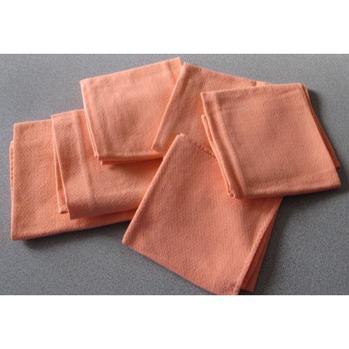 Six Serviettes De Table Oranges Anciennes Aspect Granité - Entièrement Ourlées - 100%Coton - 45x45cm Environ - Fabrication Artisanale - Lavées Mais Jamais Utilisées