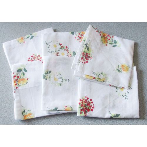 Six Petites Serviettes De Table Gaiement Décorées De Jolies Fleurs Et De Feuillages - 40x40cm - 50%Coton/50%Polyester - Entièrement Ourlées - Carré D' Azur De Movitex - Jamais Utilisées