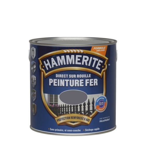 Peinture fer HAMMERITE Direct sur rouille brillante 2,5L gris anthracite