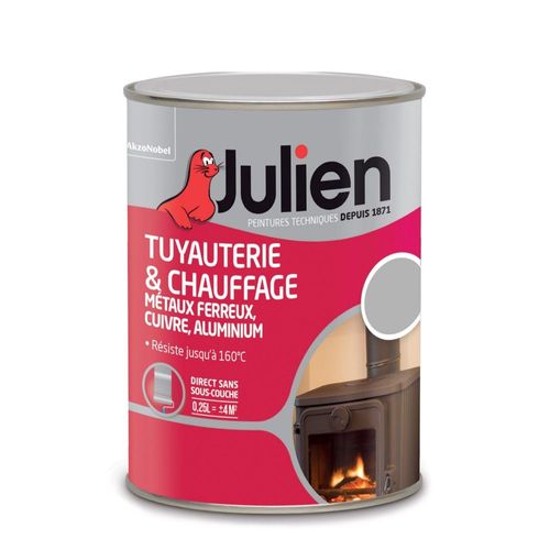 Peinture Tuyauterie et Chauffage Satin JULIEN Aluminium 0,25 L