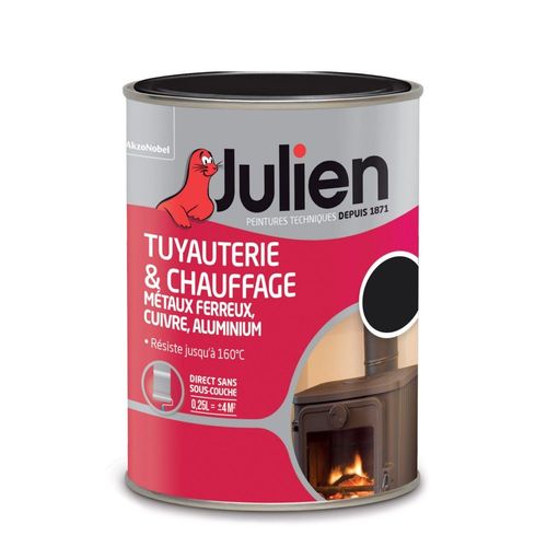 Peinture Tuyauterie et Chauffage Brillant JULIEN Noir 0,25 L