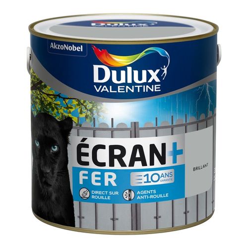 Peinture spéciale fer Dulux Valentine ECRAN + FER brillant gris franc 2 L