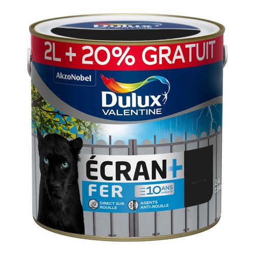 Peinture spéciale fer Dulux Valentine ECRAN + FER brillant noir 2 L + 20%