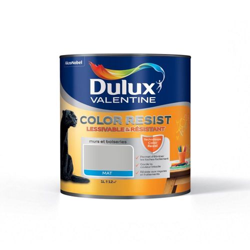 Peinture Dulux Valentine Color Resist Murs & Boiseries Mat Gris Ciment 1L