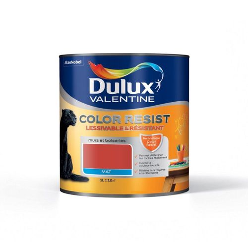Peinture Dulux Valentine Color Resist Murs & Boiseries Mat Rouge Feu 1L