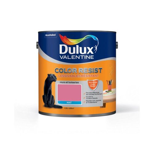 Peinture murs et boiseries Dulux Valentine COLOR RESIST mat ultra rose 2.5 L