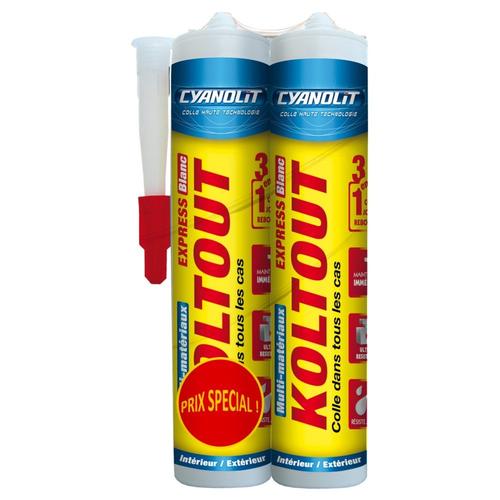 Lot de 2 colle de fixation Cyanolit KOLTOUT blanc